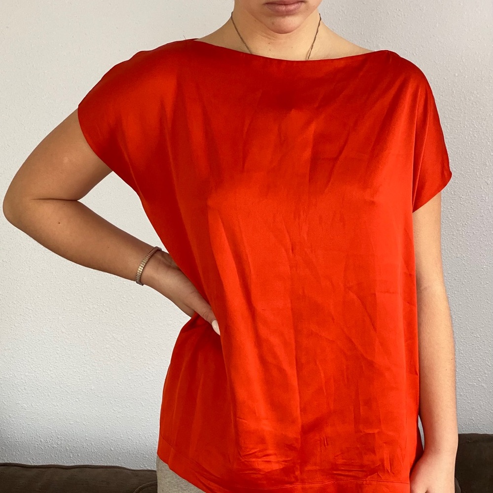 Vince sexy orange silk top.